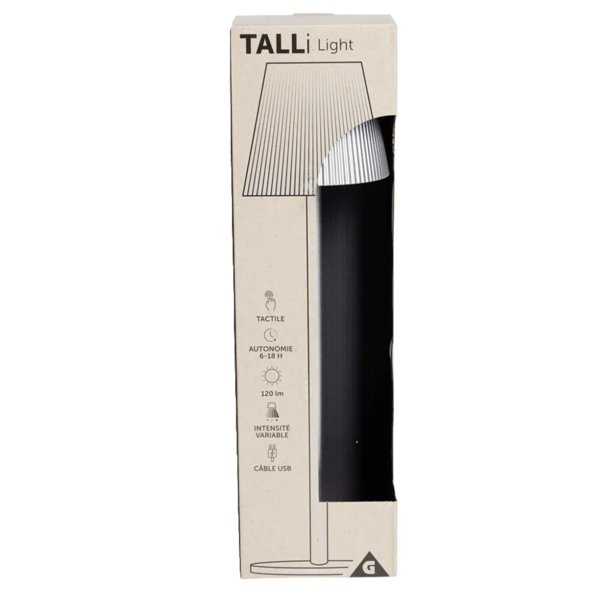 Lampe de table Talli USB tactile grise Ø11xH37cm