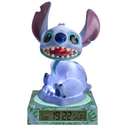 Lampe 3D réveil Disney Stitch avec affichage date plastique bleu 19,5x15xH24cm