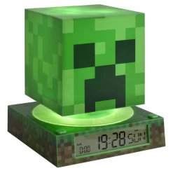 Lampe 3D réveil Minecraft avec affichage date Creeper vert 13x13xH15cm
