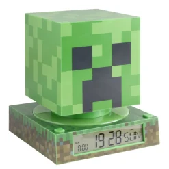 Lampe 3D réveil Minecraft avec affichage date Creeper vert 13x13xH15cm