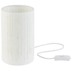 Lampe forme tube ajouré céramique blanc