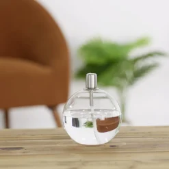 Lampe à huile ronde en verre et mèche coton H13cm