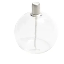 Lampe à huile ronde en verre et mèche coton H13cm