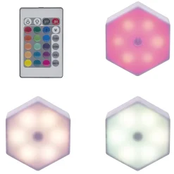 Lampe LED adhésive forme hexagone x3