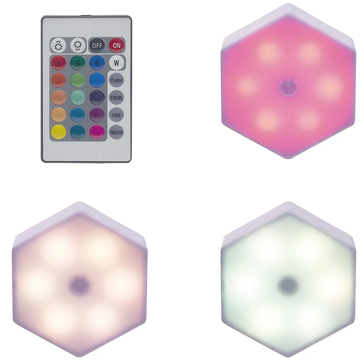 Lampe LED adhésive forme hexagone x3