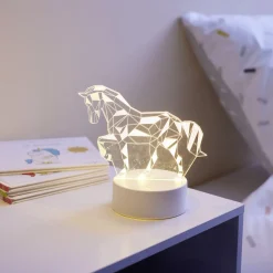 Lampe LED 3D façon origami forme cheval 16x9,8xH15,5cm