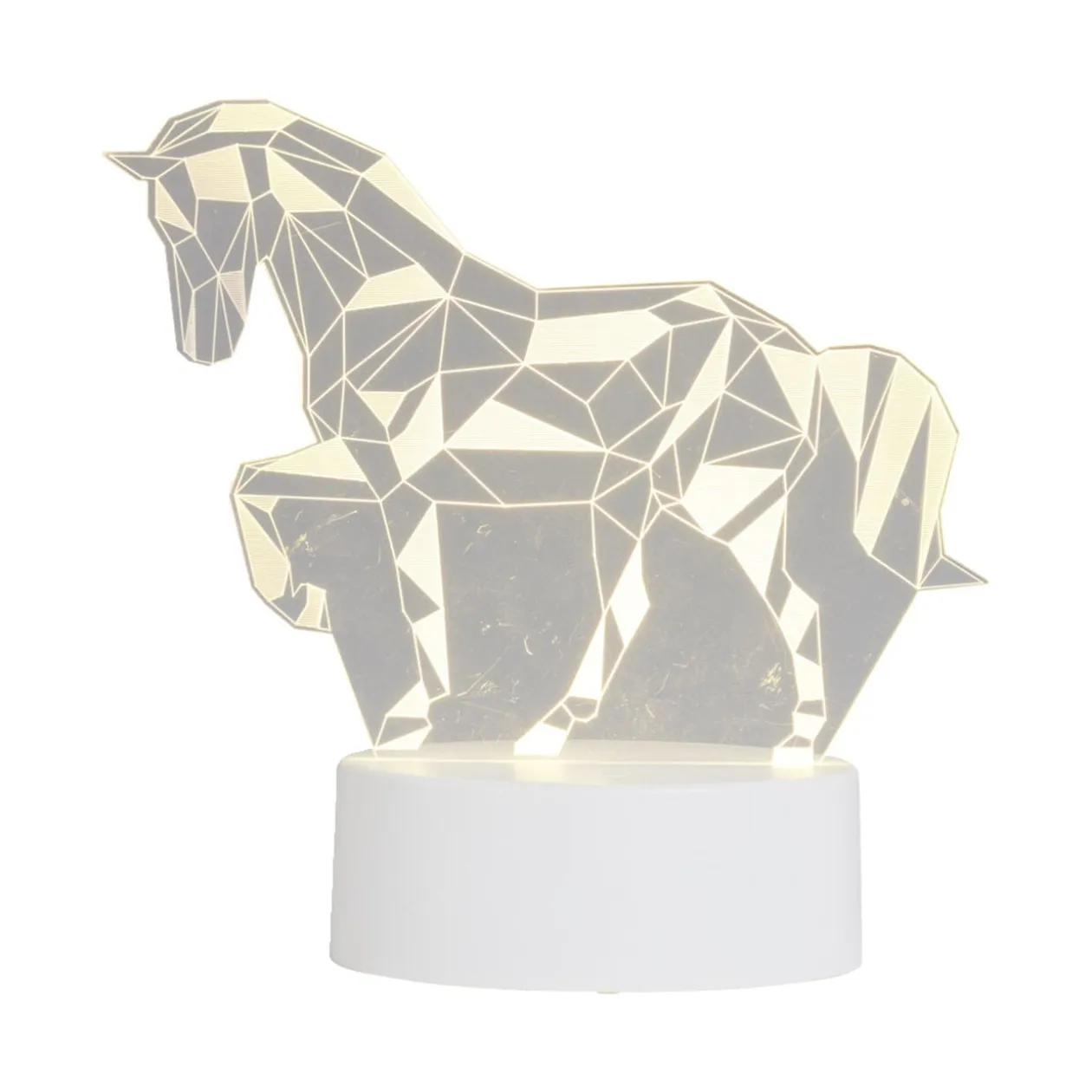 Lampe LED 3D façon origami forme cheval 16x9,8xH15,5cm