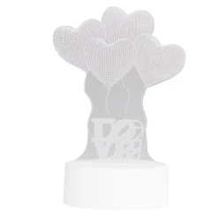 Lampe LED 3D filigrane ballons coeurs LOVE 12,5x9,8xH18,5cm