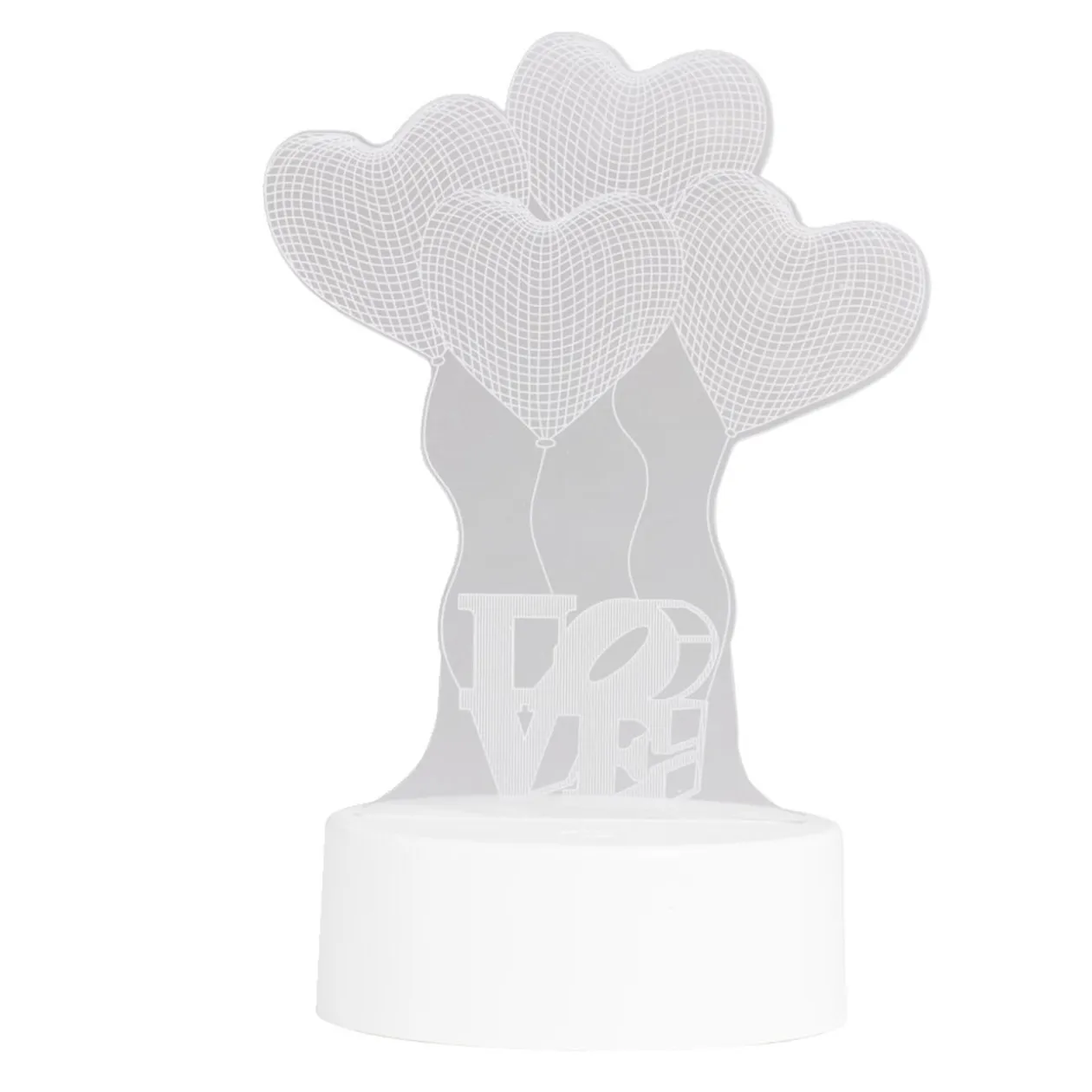 Lampe LED 3D filigrane ballons coeurs LOVE 12,5x9,8xH18,5cm