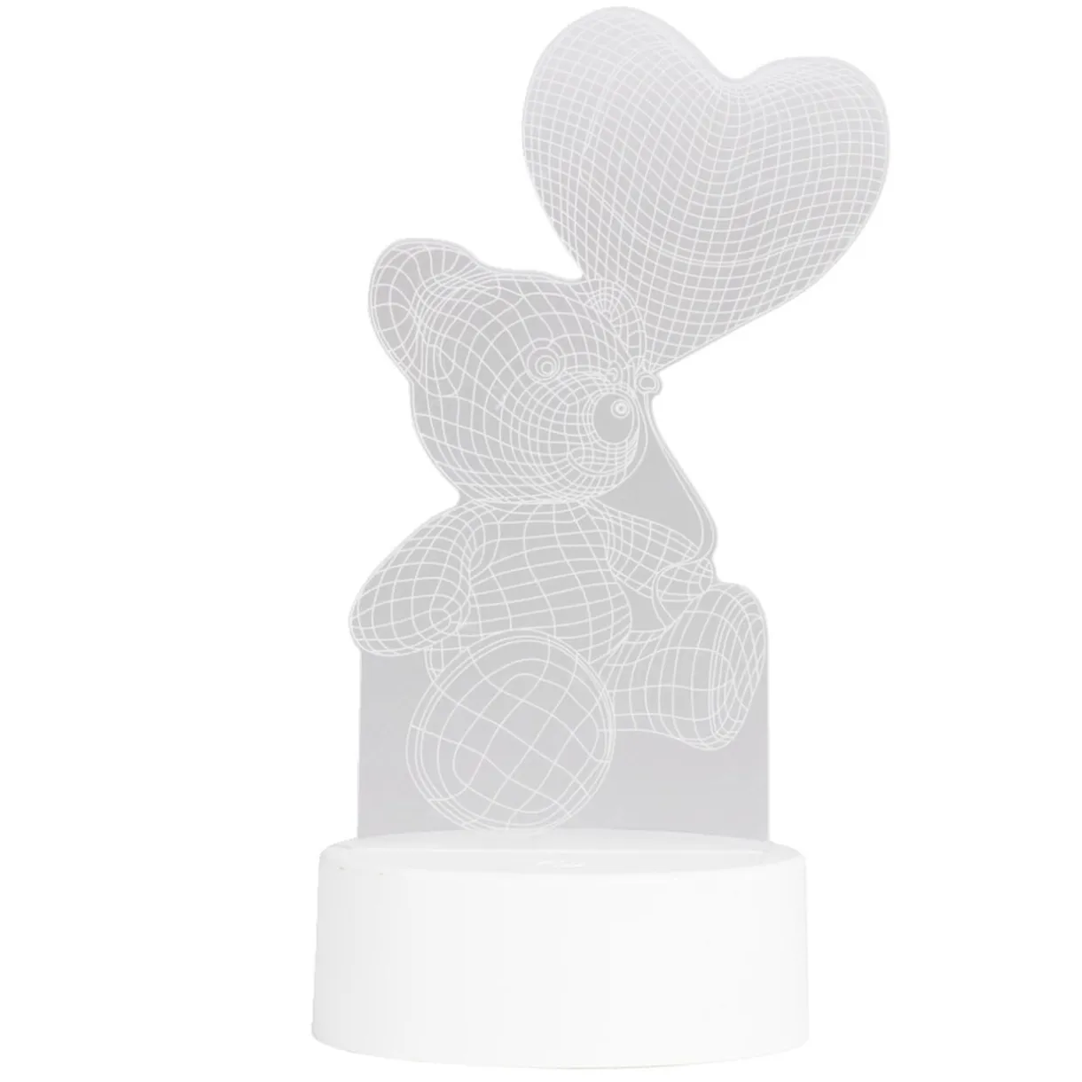 Lampe LED 3D filigrane ourson coeur 12x9,8xH21cm < Gifi Online