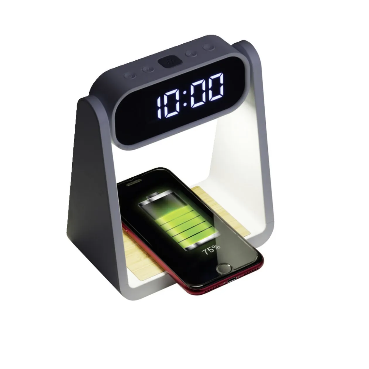 Lampe LED 3en1 horloge numérique et chargeur à induction