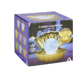 Lampe LED perle et coquillage doré < Gifi New