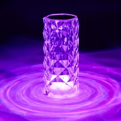 Lampe LED RGB tactile design cristal avec télécommande Ø7,5xH15,5cm < Gifi Sale