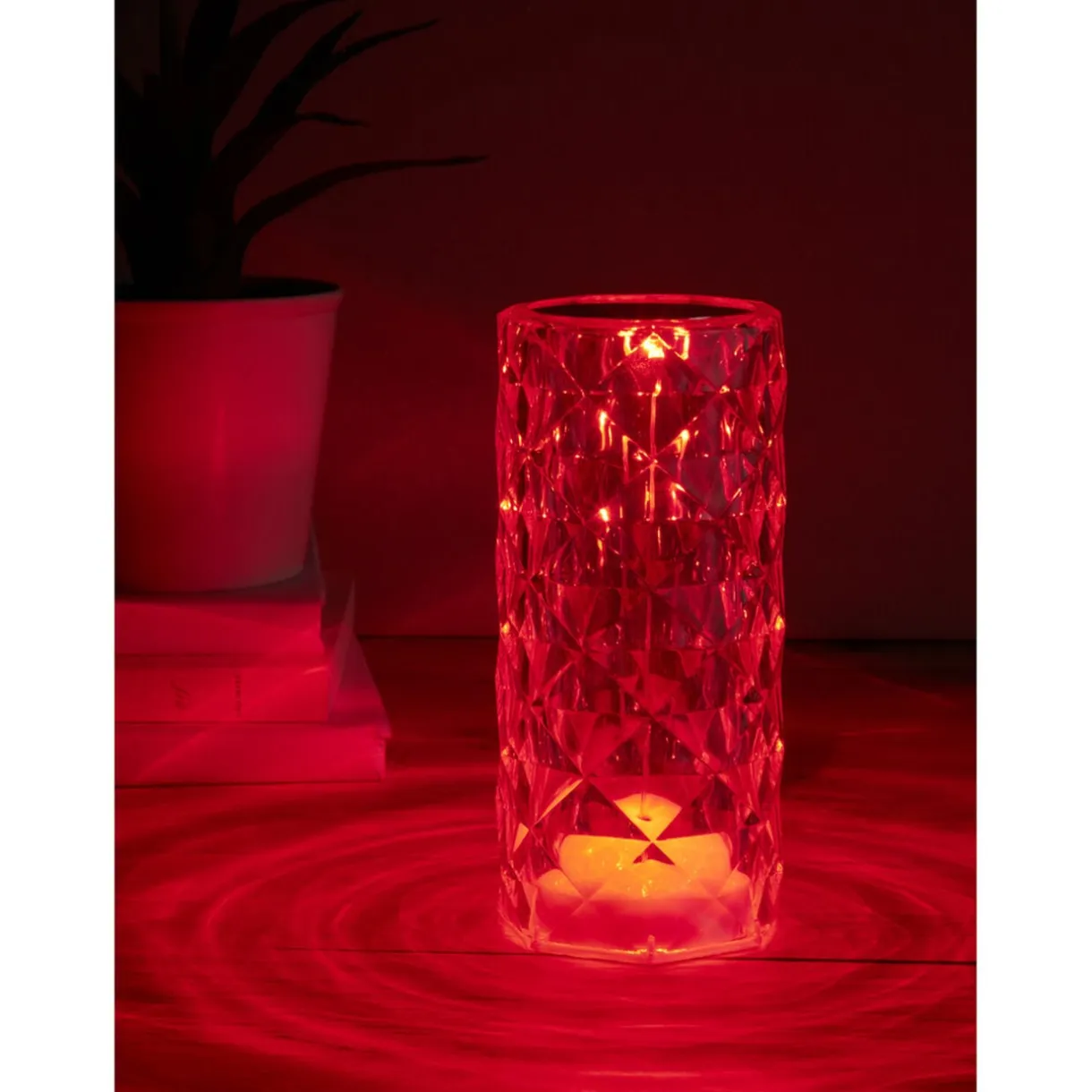Lampe LED RGB tactile design cristal avec télécommande Ø7,5xH15,5cm < Gifi Sale