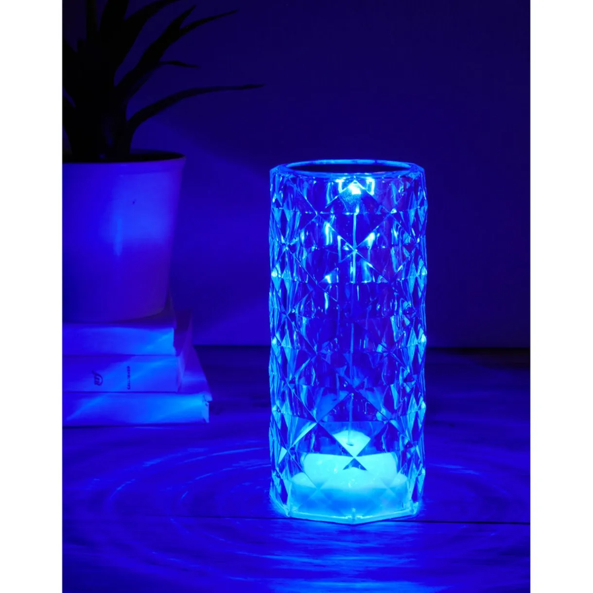 Lampe LED RGB tactile design cristal avec télécommande Ø7,5xH15,5cm < Gifi Sale