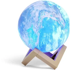 Lampe mappemonde socle bois et télécommande Ø15cm < Gifi New