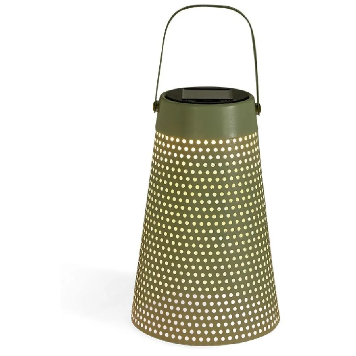 Lampe nomade solaire Faro métal perforé vert Ø12,8xH20cm < Gifi Best