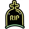 Lampe néon Halloween RIP vert et jaune 26xH18cm