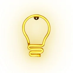 Lampe néon LED forme ampoule jaune à suspendre L16,5xH26,5cm