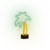 Lampe néon LED forme palmier vert et jaune Ø9,5x18,5xH29,5cm