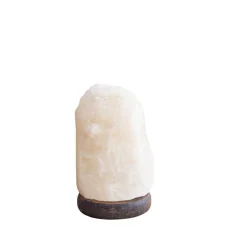 Lampe pierre de sel rose avec socle bois USB Ø8xH15cm