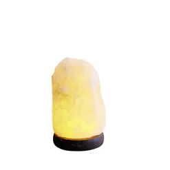 Lampe pierre de sel rose avec socle bois USB Ø8xH15cm