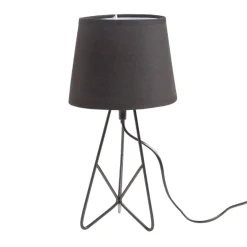 Lampe à poser abat-jour tissu noir 18x18xH35cm < Gifi