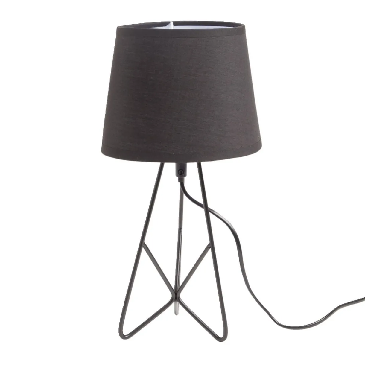 Lampe à poser abat-jour tissu noir 18x18xH35cm < Gifi