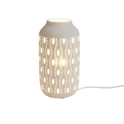 Lampe à poser ajourée céramique blanche Ø14xH26cm < Gifi