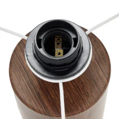 Lampe à poser base céramique effet bois abat-jour blanc Ø24xH37cm