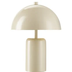 Lampe à poser champignon métal et plastique chrome beige Ø19xH27cm