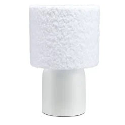 Lampe à poser céramique abat-jour laine bouclée blanc Ø14xH22cm < Gifi Clearance