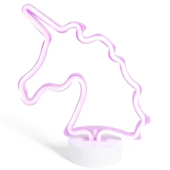 Lampe à poser d'ambiance néon rose forme licorne 20x10xH24,5cm