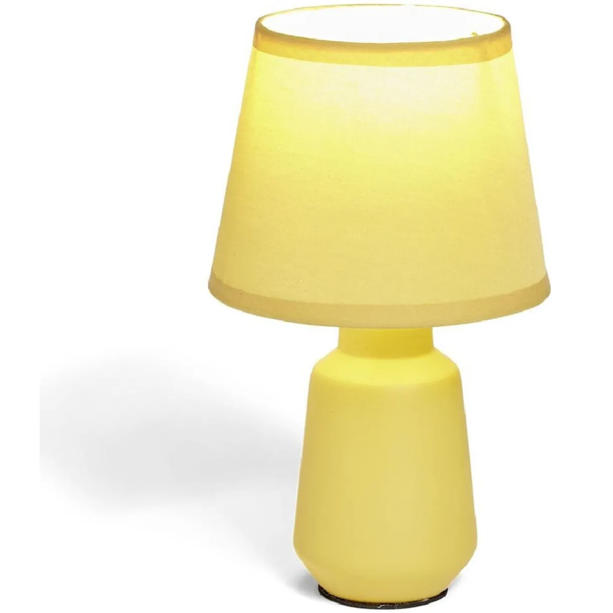 Lampe à poser en céramique avec abat-jour tissu jaune Ø14,2xH24,5cm < Gifi Hot