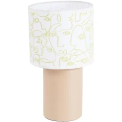 Lampe à poser faïence abat jour motif line art visage < Gifi Best