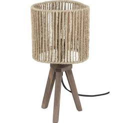 Lampe à poser trépied bois abat-jour papier tressé Ø16xH32,5cm < Gifi Outlet