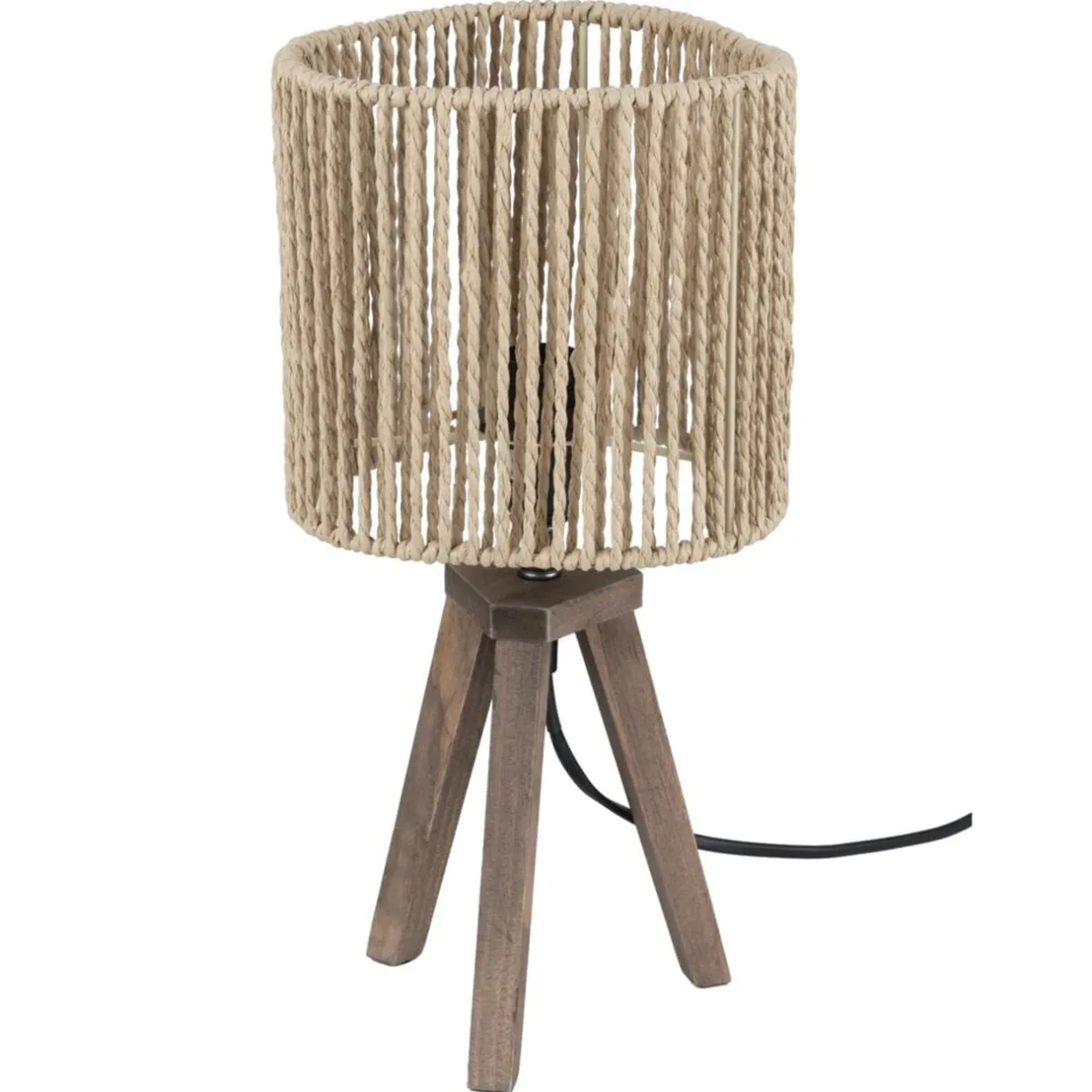 Lampe à poser trépied bois abat-jour papier tressé Ø16xH32,5cm < Gifi Outlet