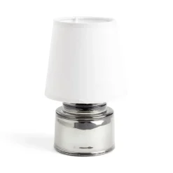 Lampe à poser Ø12xH22cm verre et polyester gris argenté < Gifi