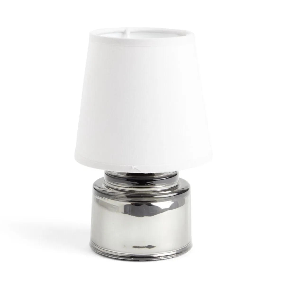 Lampe à poser Ø12xH22cm verre et polyester gris argenté < Gifi