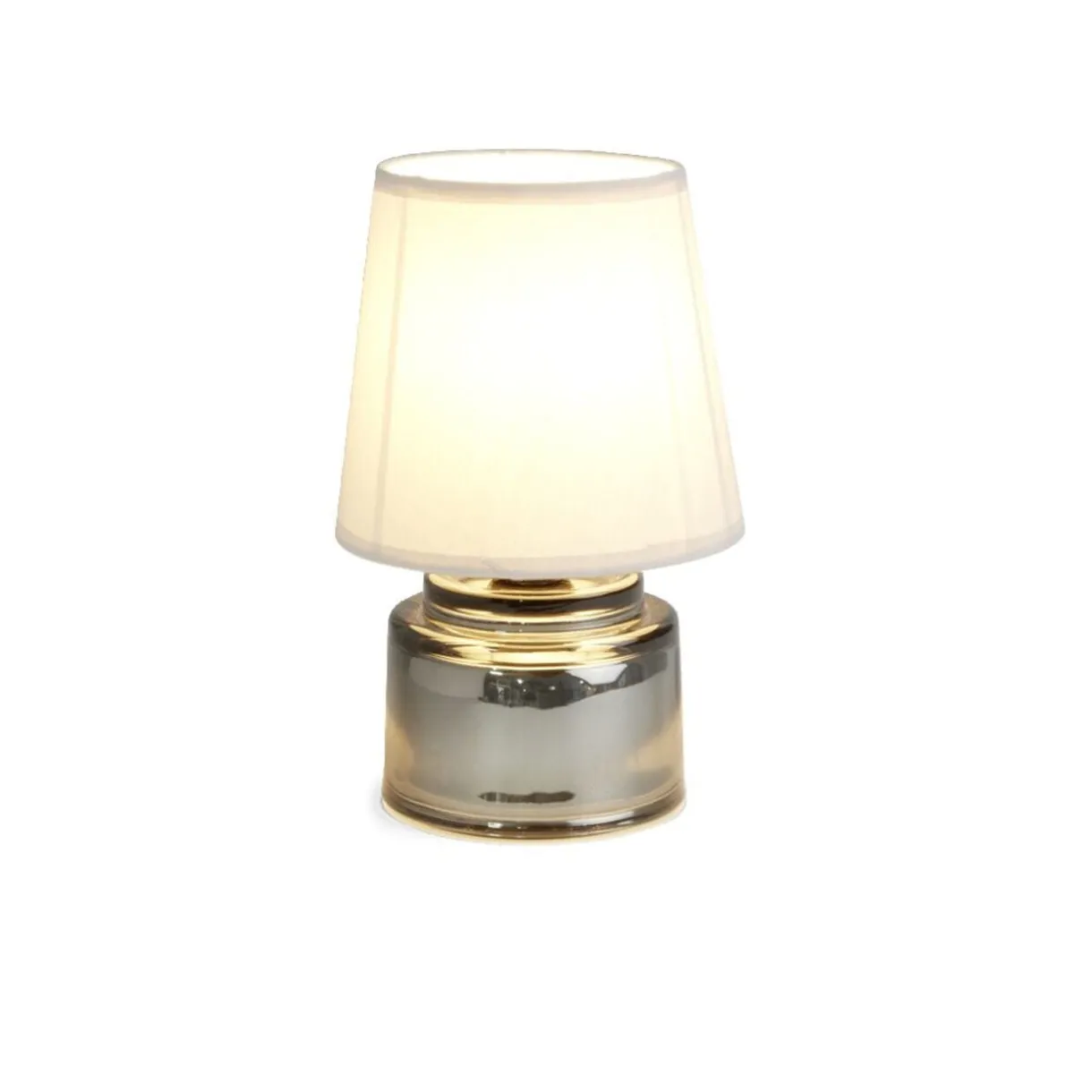 Lampe à poser Ø12xH22cm verre et polyester gris argenté < Gifi