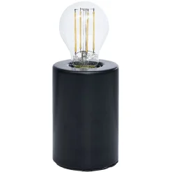 Lampe socle cylindre métal noir Ø8xH12cm