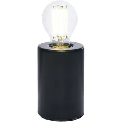 Lampe socle cylindre métal noir Ø8xH12cm