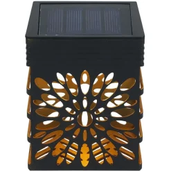 Lampe solaire design fleur plastique noir 7,6x5,2xH10,3cm