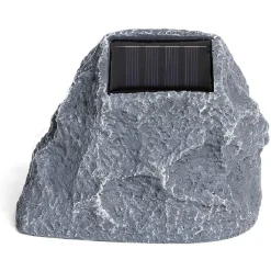 Lampe solaire design pierre LED blanc froid Ø14xH11cm < Gifi