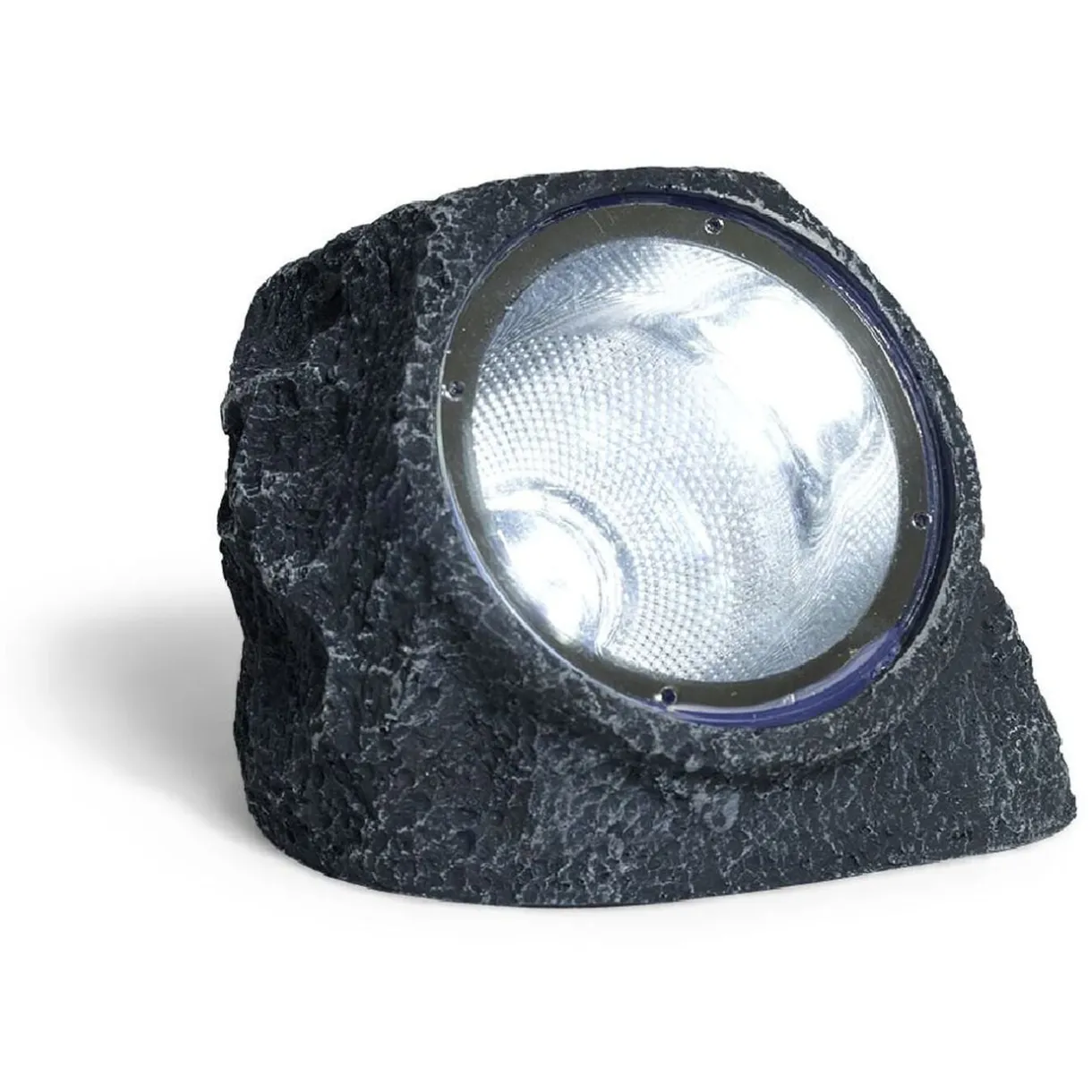 Lampe solaire design pierre LED blanc froid Ø14xH11cm < Gifi