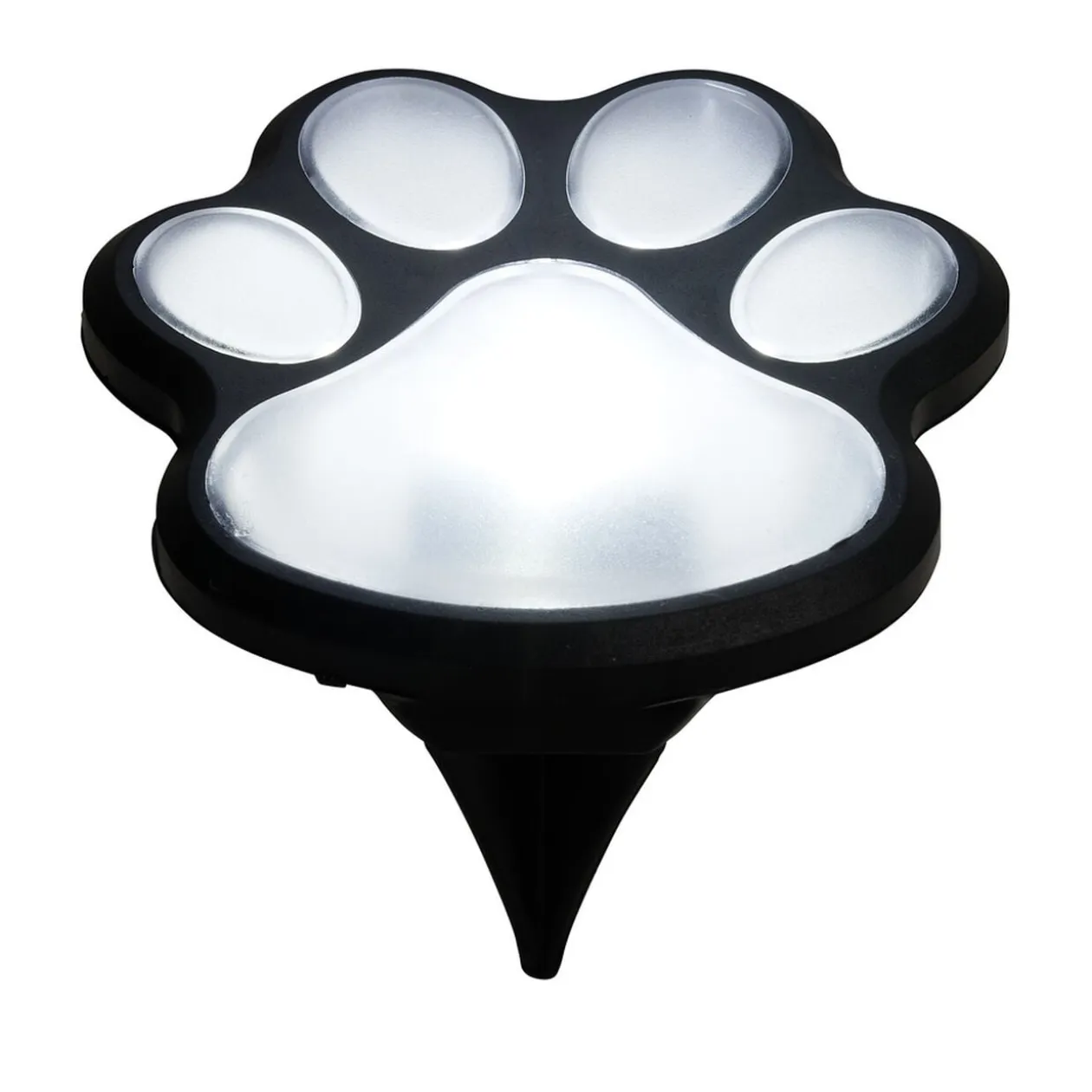 Lampe solaire à planter forme patte de chien noire Ø9xH9cm