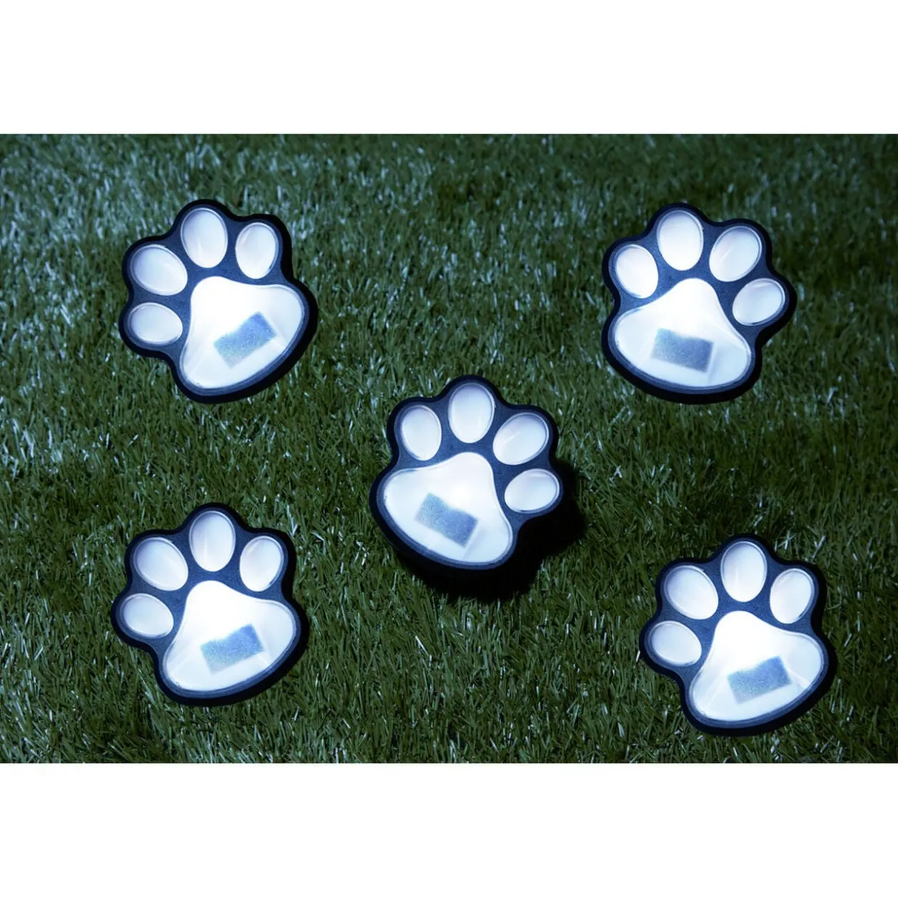 Lampe solaire à planter forme patte de chien noire Ø9xH9cm