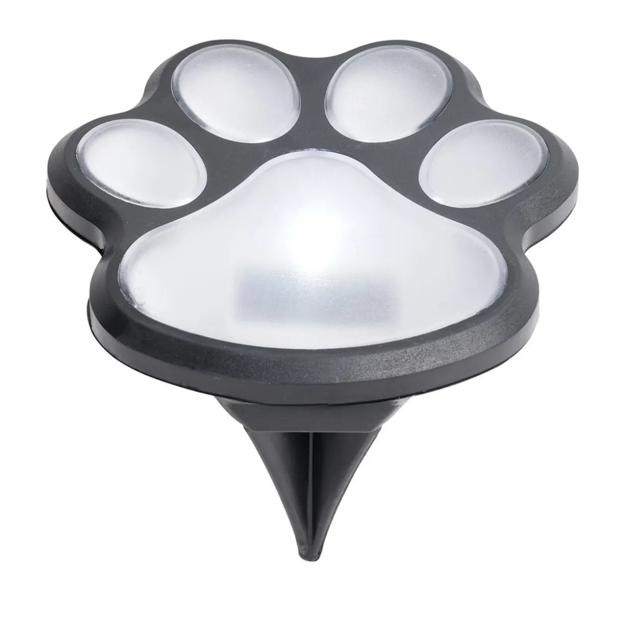 Lampe solaire à planter forme patte de chien noire Ø9xH9cm