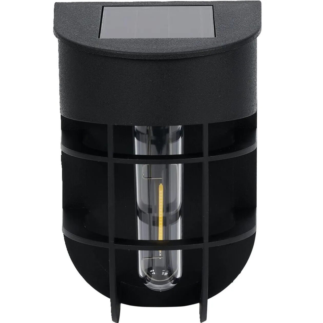 Lampe solaire plastique noir 9,5x8xH14,5cm