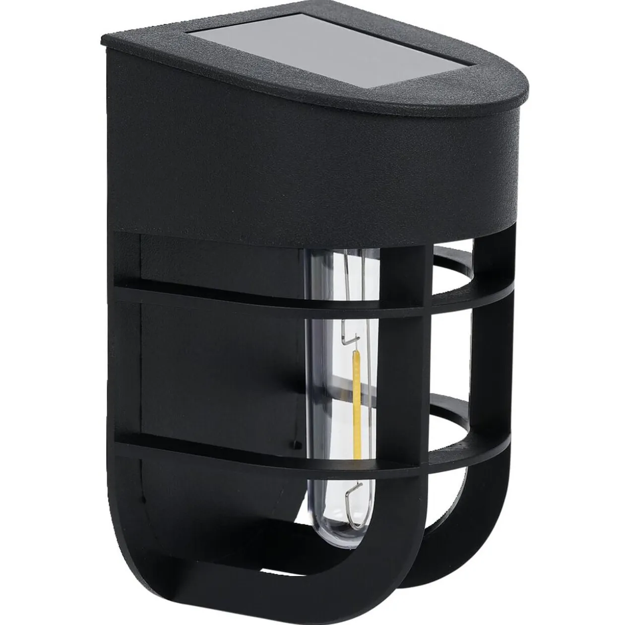 Lampe solaire plastique noir 9,5x8xH14,5cm